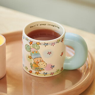 Siyue xingren co-branded mug, cute ceramic cup, student couple water cup, a pair of birthday gifts for women, marshmallow stars (gift box + sticker)