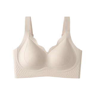 Hua tinglu autumn and winter seamless big breast showing small thin bra full cup comfortable top support anti-sagging large size bra suppressing secondary breasts skin color xl (suitable for 85bcde, weight 120-130jin jin is equal to 0.5kg)