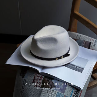 Albinele new classic retro tibetan hat men and women casual sunshade cowboy hat tibetan top hat jazz hat curled top hat belt pure wool curled white