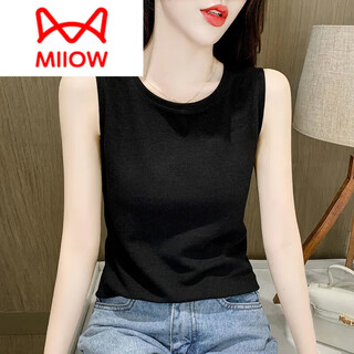 Miiow pure cotton vest women's breathable new style 2025 gray bottoming sling solid color sleeveless top for summer outer wear black solid color l recommendation 105-120