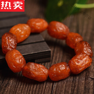 Snqp quality selection, natural russian material, conformable old beeswax bracelet, amber raw stone single circle bracelet for men and women, picture chain, picture color