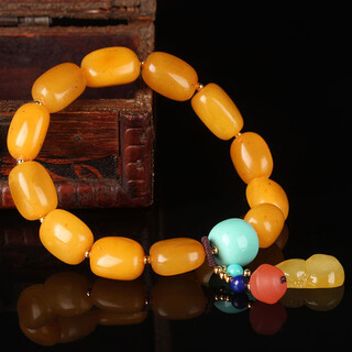 Zhenghe jewelry boutique chicken fat yellow beeswax diy bracelet with nanhong weight 15.16g