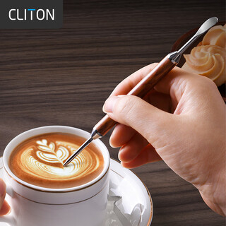 Cliton coffee latte art latte art tool stainless steel latte art pen fancy solid wood crochet needle carving needle