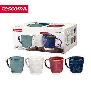 Tescomaliving tea break cup 4-piece set, high-value ceramic mug gift box, birthday, wedding, housewarming souvenir