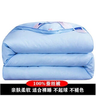 Silk quilt mulberry silk spring and autumn quilt thickened winter quilt double single bed student dormitory quilt core cotton super soft and skin-friendly blue 180x22010jin jin equals 0.5 kg