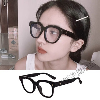 No makeup artifact glasses frame internet celebrity black thick frame trendy men's glasses women's myopia glasses with prescription glasses square black frame (thick legs) flat light mirror