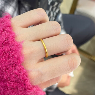 Som old phoenix gold plain ring women's 999 pure gold smooth ring ring birthday gift for girlfriend and wife pure gold 999 ring no. 8