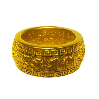 Hanqi jewelry ancient method pure gold 999 solid mantra on the outside and heart on the inside men's rotatable fixed mouth ring for father customized about 27 grams ring size contact customer service