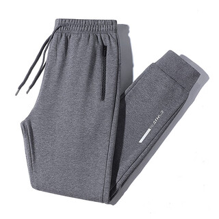 Guqian men's sports pants loose autumn and winter velvet thickened warm sweater pants for young and middle-aged men casual versatile solid color cotton leg pants winter large size straight men's pants gray - spring and autumn style - leg leg l recommendation 90-110jin jin is equal to 0.5 kg