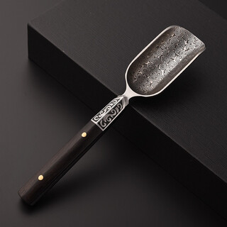 Huzu craftsman jinge pu'er tea spoon tea set accessories solid wood tea spoon damascus tea leaf tea shovel kung fu tea set six gentlemen wooden damascus tea spoon