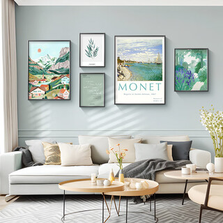 Long time no see nordic style living room decoration painting niche art hanging painting green retro sofa background wall mural