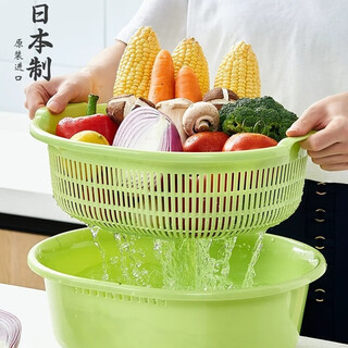 Sp sauce japan imported vegetable sink kitchen drain basket washing basin dish storage basket combination of 2 pieces green japanese sanada