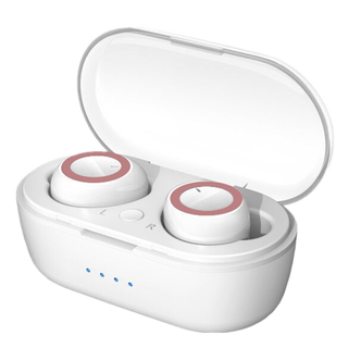 达维琦 蓝牙耳机双耳无线 迷你隐形不闪灯 真5.0运动游戏音乐 适用苹果华为荣耀vivo小米oppo 白色红圈【音质升级版】