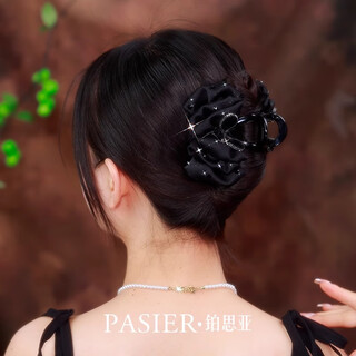 Bosiya practical gift louis hair clip women's new high-end clip light luxurious bow hair shark clip headwear star butterfly black 8cm gift box