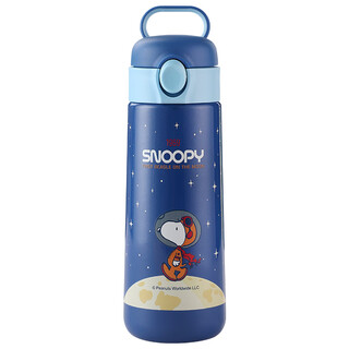 Snoopy children's thermos cup 316 stainless steel boys and girls water cup outdoor portable handle cup pot kindergarten baby large capacity cup 500ml 7031 space blue