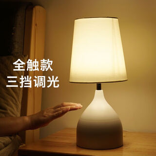 曜添台灯床头灯卧室创意温馨浪漫个性睡眠小夜灯智能调光触摸感应小灯 白色触摸三挡调光()