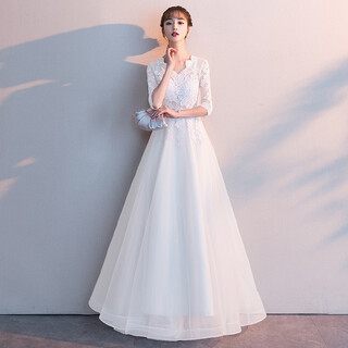 Seidler banquet evening dress for women 2025 new noble temperament white long birthday party dress can be worn at ordinary times white xxl