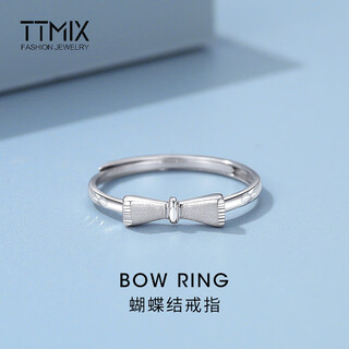 Ttmix platinum bow ring for women pt950 plain ring adjustable platinum wedding ring for girlfriend 1.7-1.9g