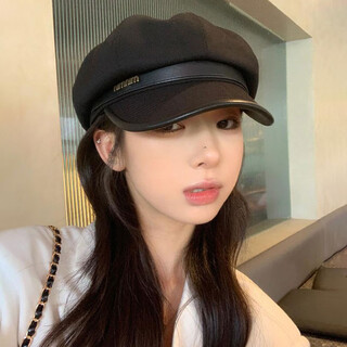 Jimmy leaf sombrero mujer otoño e invierno boina japonesa con pico de pato sombrero de pintor retro informal que muestra la cara pequeño sombrero octogonal versátil británico e-565 negro talla única