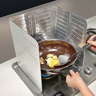 Home story (katei story) japanese kitchen oil baffle for cooking, splash-proof, insulated gas stove, high temperature resistant, aluminum foil oil barrier, protective, foldable, single burner
