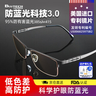 Blutech professional anti-blue light radiation glasses for reading mobile phones and computers flat light eye protection pure titanium half frame