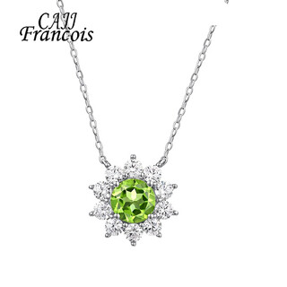 Cajj francois 1.5 carat peridot necklace pendant for women, natural jewelry colored gems, 925 silver inlaid with gemstones, peridot necklace
