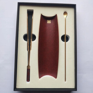 Rongjun handmade copper tea lotus tea three-piece set kung fu tea set accessories tea ceremony tea spoon zen tea spoon tea shovel three-piece brass set - red