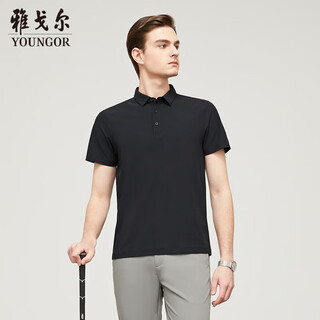 Youngor polo men's summer young men's business casual short-sleeved polo shirt black l
