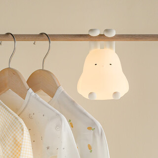 Muid fold-eared rabbit children's silicone sleeping lamp cute cartoon bedside hanging pat little white rabbit night light soft light