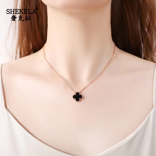 Extravagant carat four-leaf clover necklace for women rose gold pendant 18k gold clavicle chain valentine's day gift 18k gold red agate + inspection certificate