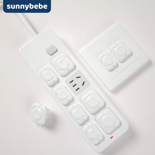Sunnybebe socket protective cover protective cover children's anti-shock socket protective plug safety plug electric socket plug protective cover classic shell light white 24 pack
