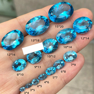 Six pills natural topaz oval topaz bare stone swiss blue topaz ring surface bare stone topaz raw stone picture 5*7mm