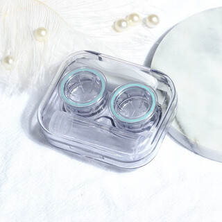 Junpu contact lens case transparent storage box portable simple contact lens care box transparent style-1 pack turquoise green