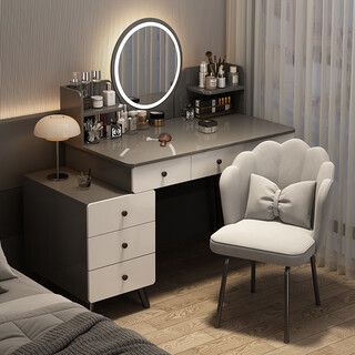 Kenosu dressing table bedroom simple modern makeup cabinet 2025 new small storage cupboard integrated desk makeup table store manager recommends five drawers + led gray 80-100