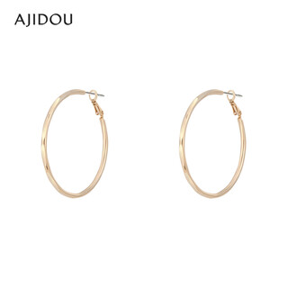 Ajidou spring new aji bean earrings for women, trendy, cool, simple, european and american style, large ring plain hoop earrings, birthday gift for women, light coffee gold 2 pieces