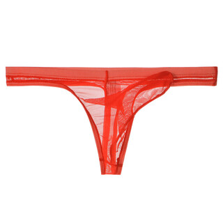 Zzptnhz men's underwear mesh transparent thong nose bullet separation breathable nude men's underwear red l