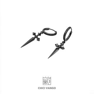Chici vango black gold cross sword earrings gothic dark style trendy personality cross earrings for men and women single