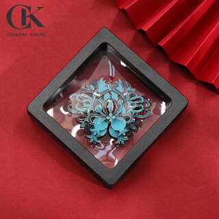 Charm knife chinese style palace cloisonne dotted green brooch retro temperament cheongsam coat corsage pin accessories women's dotted blue peony (suspended box)