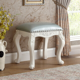 You fuyin american dressing stool european solid wood dressing stool bedroom home manicure stool french light luxury princess stool dressing stool light blue plane no color