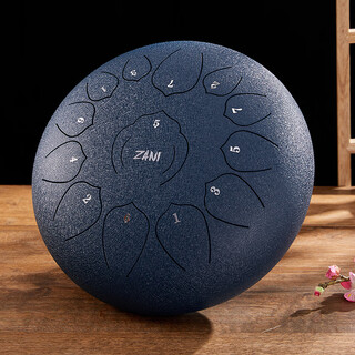 ZANi空灵鼓12寸无忧鼓13音钢舌鼓6寸8音空靈鼓儿童手碟鼓打击乐器 12寸13音C调【浮莲款】-碳钢-藏青色