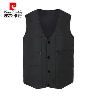 Pierre cardin middle-aged and elderly vest men's spring and autumn thin suit vest dad's suit middle-aged casual vest pocket vest jacket black vest (spring and autumn) xl recommended 90-110jin jin equals 0.5 kg