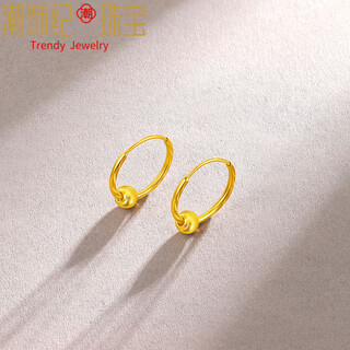 Dl 199818k gold earrings transfer bead gold earrings for women sparkling gold beads 999 gold women's earrings fashion gold bead earrings