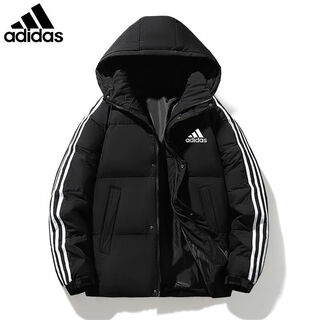 阿迪达斯 （adidas）三叶草加厚服男女冬季休闲运动潮流百搭白鸭绒保暖御寒外套 经典//黑色 M 100-120斤