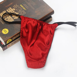 Tang jingsi silk low waist men's underwear personalized trendy thong mulberry silk stretch sexy double t-pants u protruding bag red l