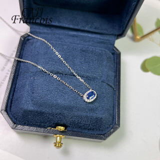 Yuan ethnic group 0.55 carat sapphire necklace women's natural colored gemstone jewelry 925 silver inlaid sapphire necklace