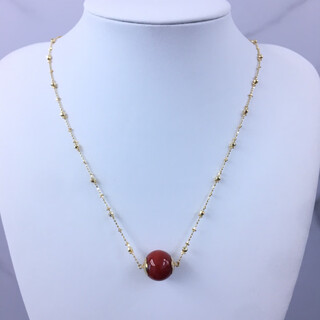 Zhaohao coral necklace, akha coral beads, clavicle chain, 18k gold sparkling chain