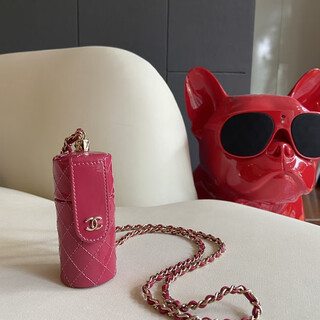 Second-hand 95 new chanel (chanel) rose pink patent leather lipstick bag 30k women's lipstick bag