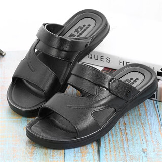 
Huili Shanghai Huili Sandals men's simple summer casual daily work, soft, breathable and breathable beach sandals Huili 3888/black 41