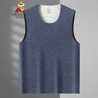 Scarecrow 2024 men's belly protective warm vest plus size sleeveless bottoming light luxury men's soft skin friendly fat vest navy blue 2xl