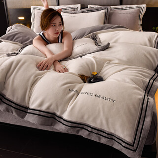 Yalu class a baby milk velvet four-piece set high-end bedding flannel sheets winter coral velvet duvet cover bed sheet m vick - ivory white class a baby velvet 1.8m bed sheet style four-piece set - quilt cover 200*230cm